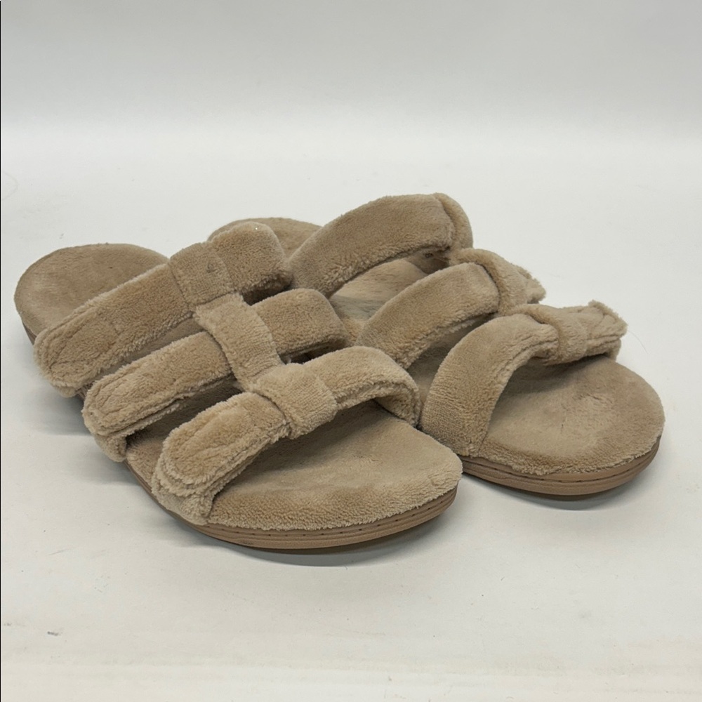 Cozy snooze slide on 12 Vionic Adjustable Open-Toe Slipper Orthotic Arch Support